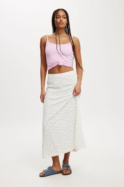 Haven Maxi A-Line Skirt, POLKA DOT GARDENIA