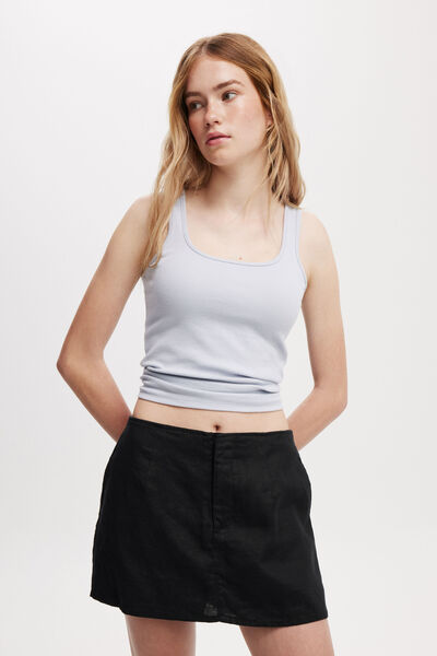 Elle Linen Skort, BLACK