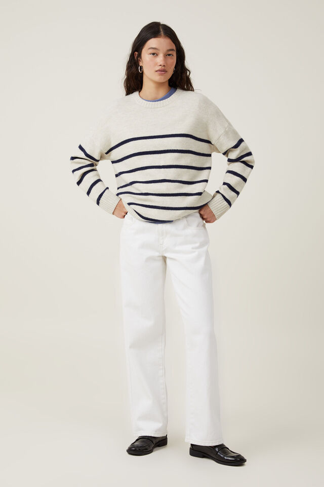 Tricôs - Luxe Pullover, OATMEAL INK NAVY STRIPE