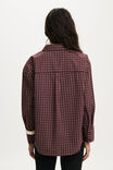 Sloane Oversized Shirt, BURGUNDY CHECK - example image 3