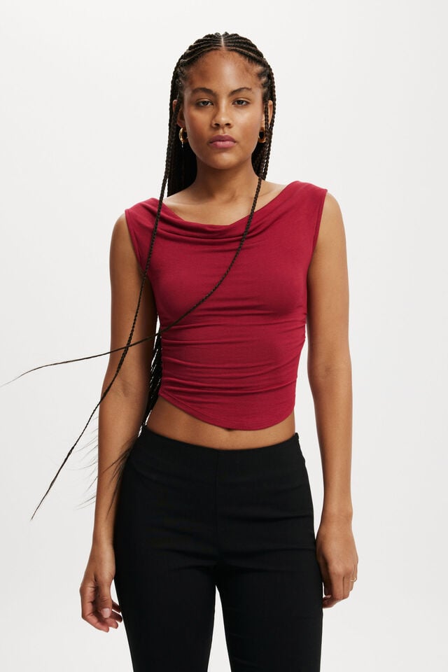 Lexa Off The Shoulder Top, CHERRY ROUGE