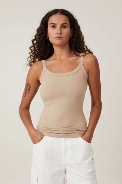 The One Basic Scoop Neck Cami, MID TAUPE