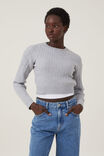 Everfine Cable Crew Neck Pullover, GREY SHADOW MARLE - alternate image 1
