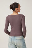 Camiseta - Heidi Picot Trim Long Sleeve Top, DARK MAUVE - vista alternativa 3