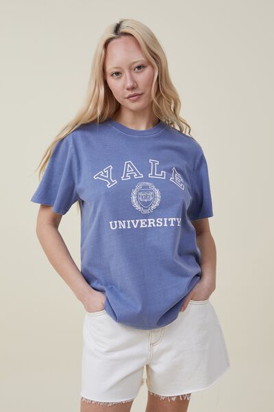 Regular Fit Collegiate Graphic Tee, LCN YALE CREST LOGO/PIGMENT DYE COLONY BLUE