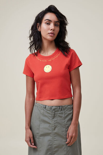 Lcn Smiley Crop Fit Tee, LCN SM SMILEY TAKE THE TIME TO SMILE/AURORA R