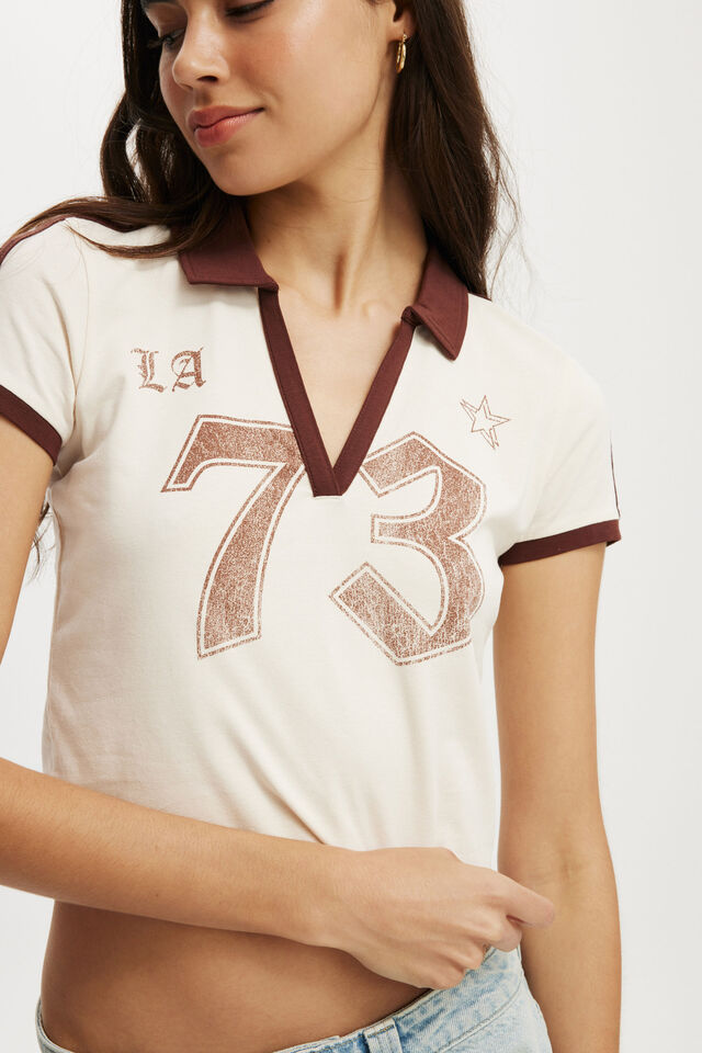 Retro Graphic Polo Tee, 73 RETRO/ COCONUT