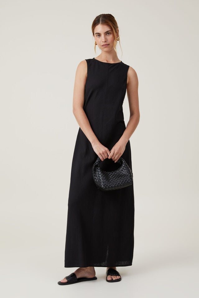 Haven High Neck Maxi Dress, BLACK