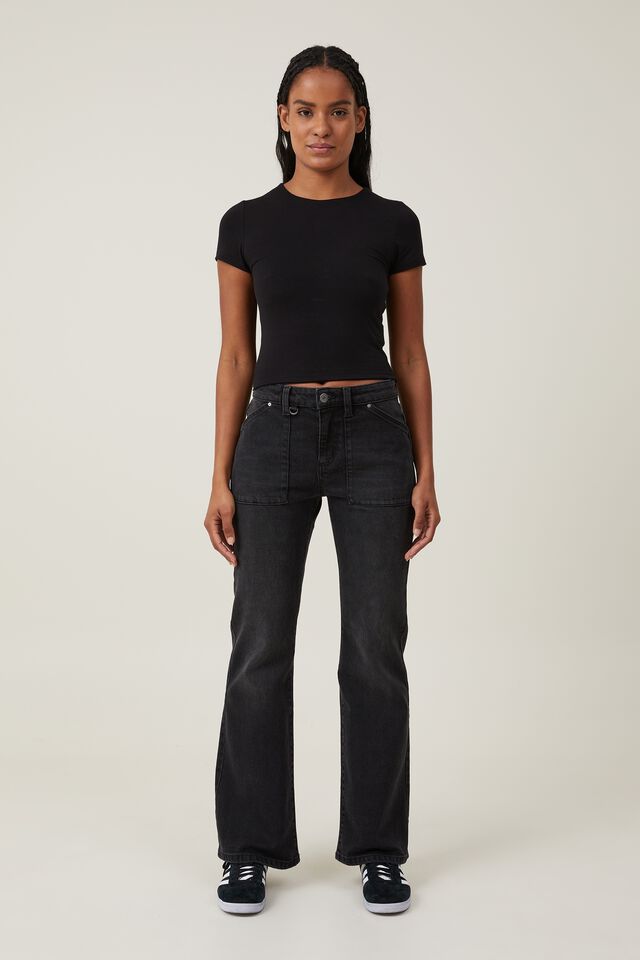 Baggy Bootcut Women's Jeans - Black