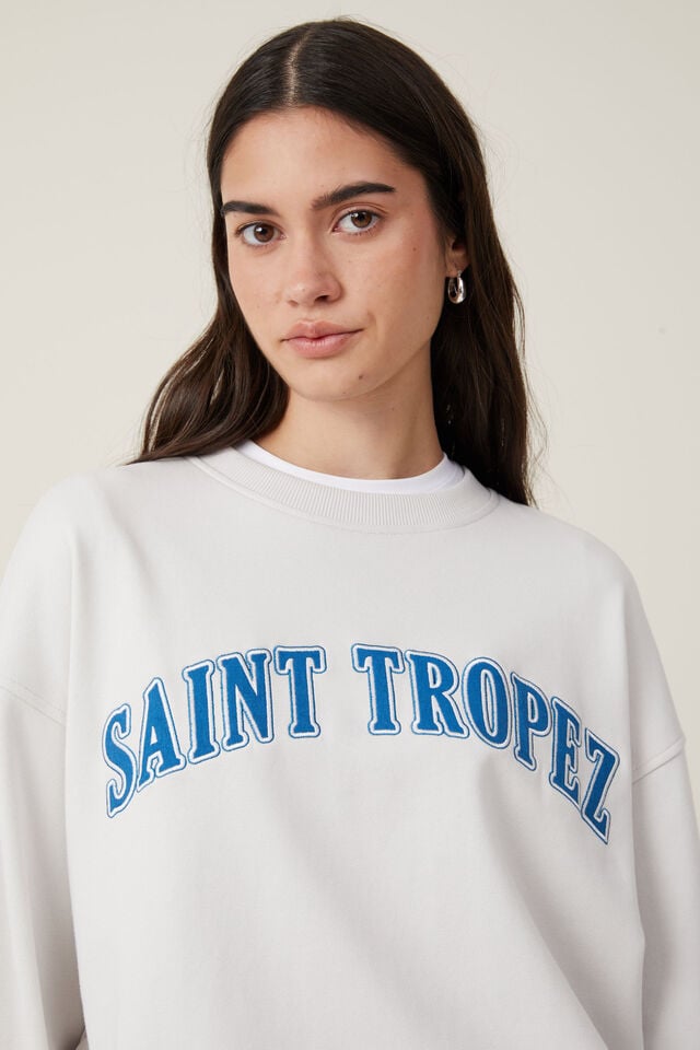 Classic Graphic Crew Sweatshirt, SAINT TROPEZ/VINTAGE WHITE
