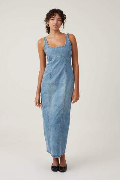 Sloan Denim Midi Dress Asia Fit, JEWEL BLUE
