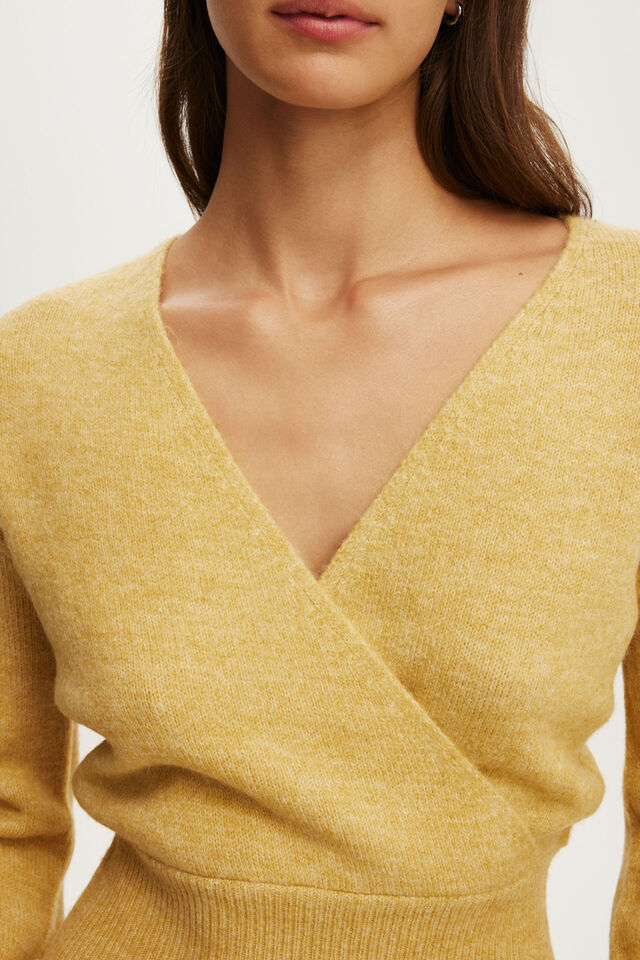 Softest Luxe Mock Wrap Knit, DIJON MARLE