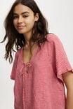 Haven Tie Front Short Sleeve Top, RED GINGHAM - alternate image 4