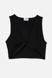 Seamless Andy Twist Front Tank, BLACK
