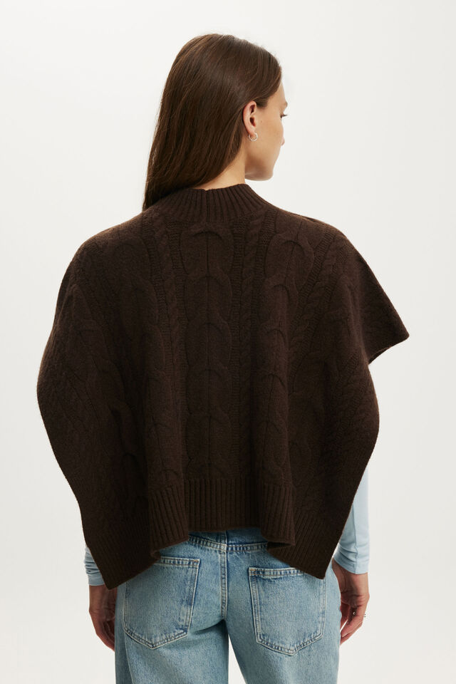 Cable Poncho, DARK OAK