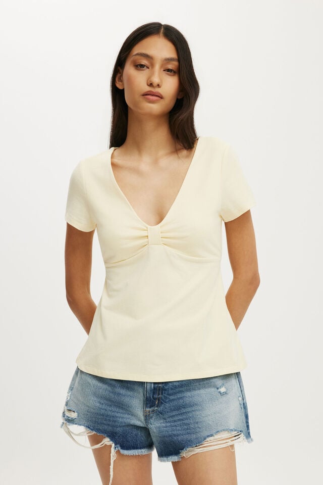 Reece Babydoll Short Sleeve Tee, VANILLA GLOW