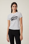 Fitted Graphic Longline Tee, PIERRE/WHITE STRIPE - alternate image 1