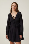 Dahlia Long Sleeve Mini Dress, BLACK - alternate image 1