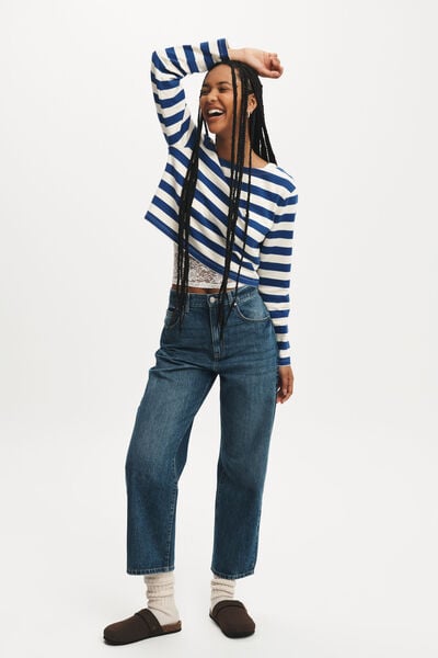 Straight Crop Jean, PURE BLUE