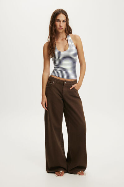 All Day V Neck Halter, MADI STRIPE COLLEGIATE NAVY/ VINTAGE WHITE