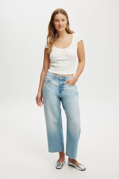 Wide Crop Jean, AIR BLUE RIP