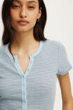 Blake Rib Henley Short Sleeve, LISA STRIPE SEASIDE BLUE/DARK OAK - example image 4