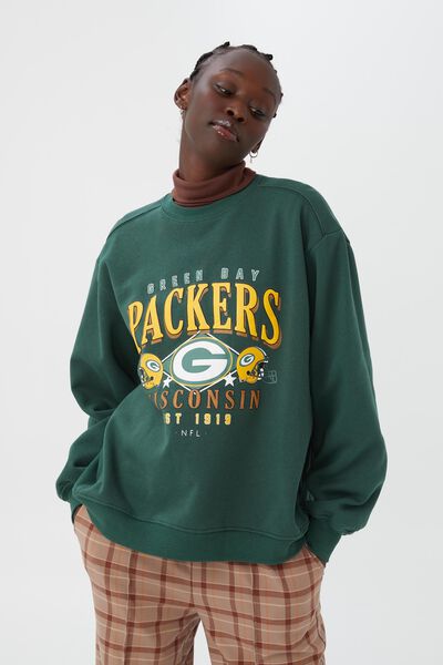 Nfl Crew Sweatshirt, LCN NFL PACKERS/WASHED GREEN