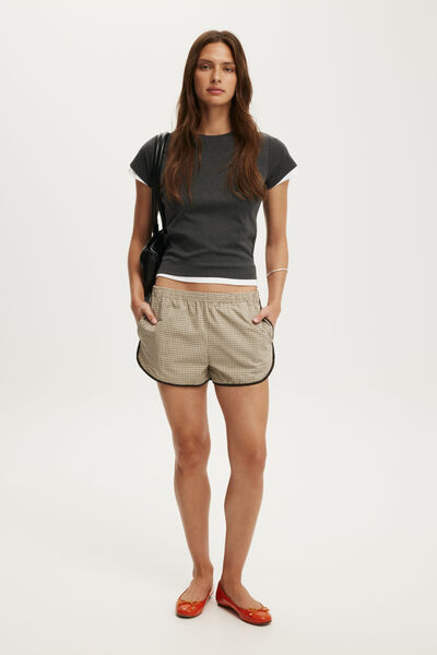 Chloe Sporty Short, STONE MICRO CHECK