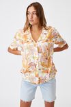 Tropical Short Sleeve Shirt, ALOHA TROPICAL RETRO YELLOW