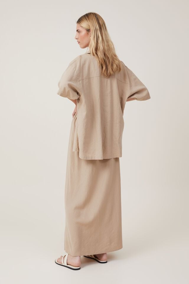 Haven Maxi Slip Skirt, MID TAUPE