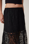 Lace Tiered Maxi Skirt, BLACK - alternate image 3