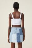 Saia - Patchwork Denim Micro Mini Skirt, BLUE PATCHWORK - vista alternativa 3