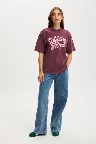 The Lcn Music Boxy Graphic Tee, LCN BRA ROLLING STONES HEART/ SOUR CHERRY