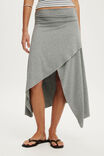Maple Asymmetric Midi Skirt, DARK GREY MARLE - example image 3