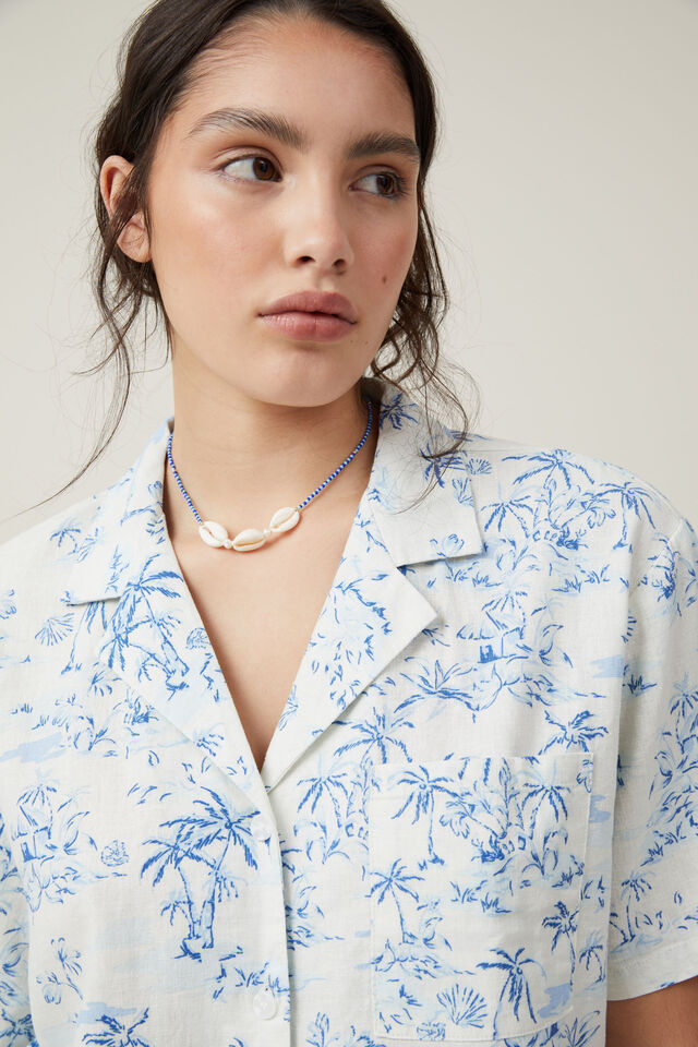 Haven Short Sleeve Shirt, TROPICAL TOILE PACIFIC BLUE