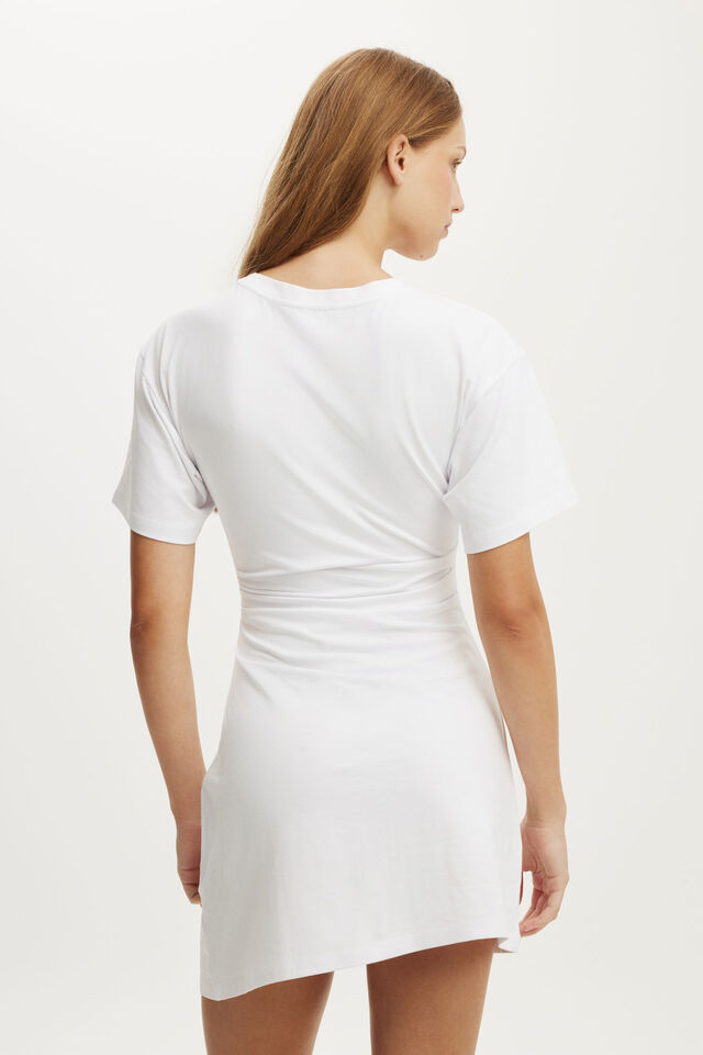 Boxy Tuck T-Shirt Mini Dress, WHITE