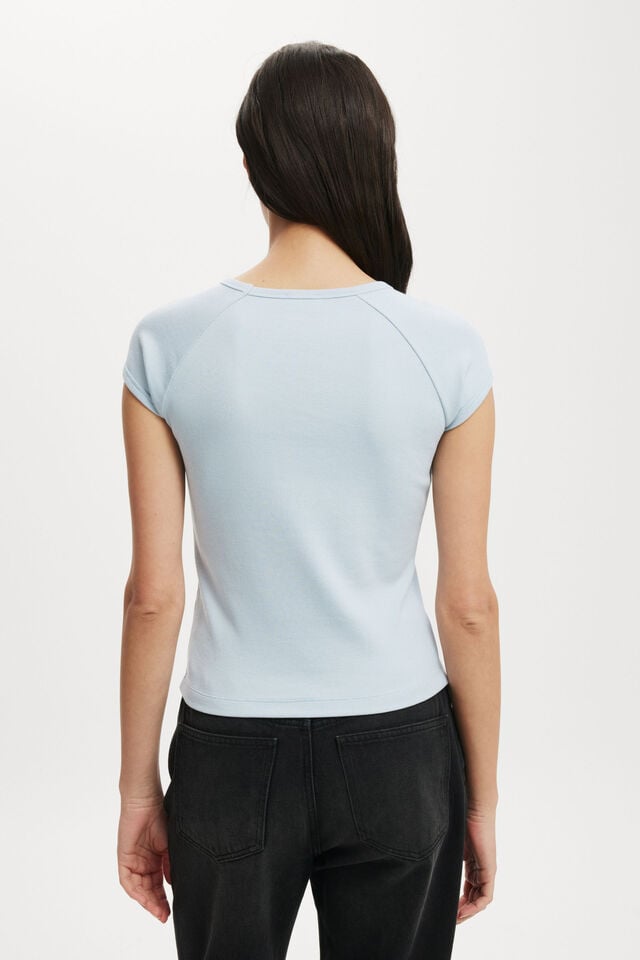 Camiseta - Kelsey Raglan Cap Sleeve Top, SHORELINE