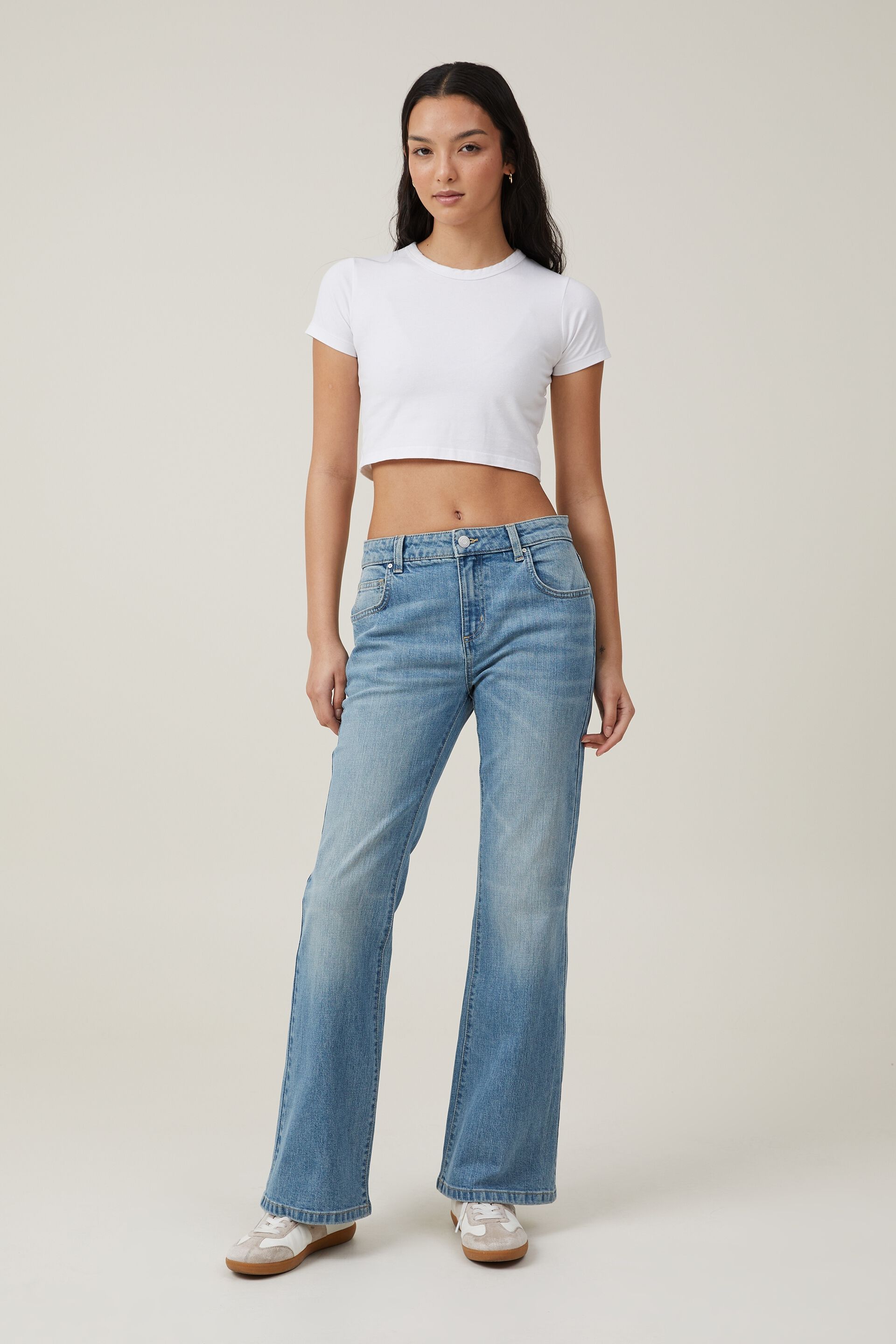 Chambray Denim Flare Jean | Women's Pants - Motto Fashions