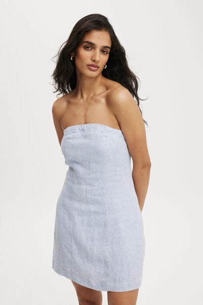 Elle Linen Tube Mini Dress, PARISIAN LAVENDER MARLE