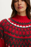 Fairisle Mock Neck Sweater, RED PETAL FAIRISLE - example image 4