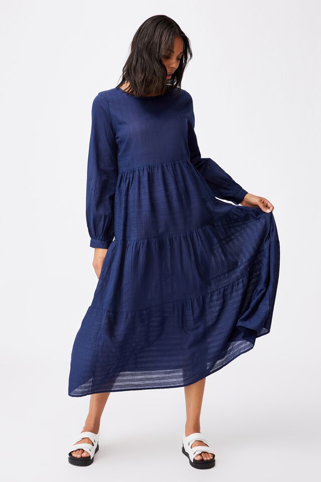 Woven Rebeka Tiered Maxi Dress, MEDIEVAL BLUE