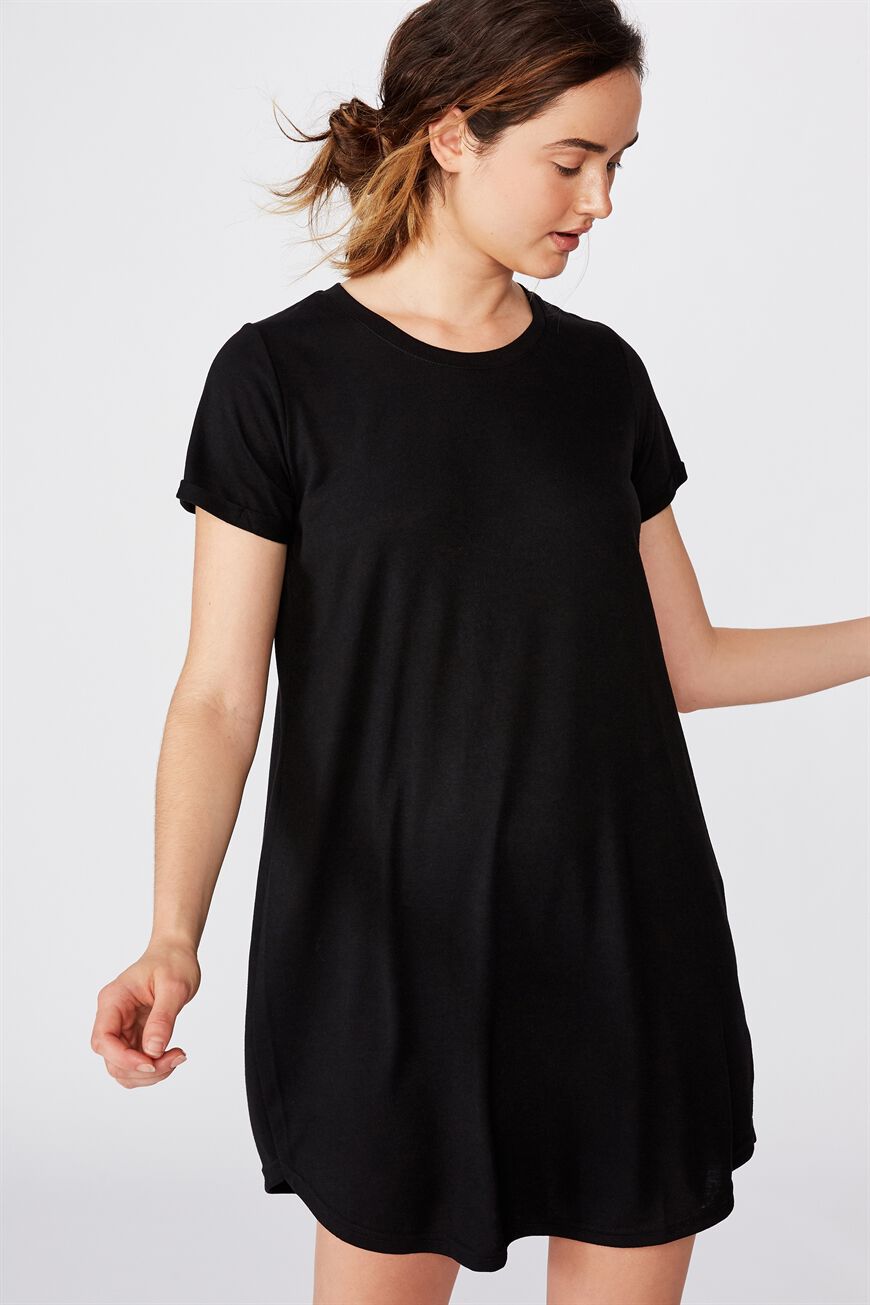 Buy Women Black Polo Neck T-shirt Dress Online At Best Price - Sassafras.in