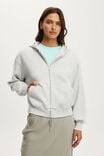 Waffle Zip Through Hoodie, LIGHT GREY MARLE - example image 1