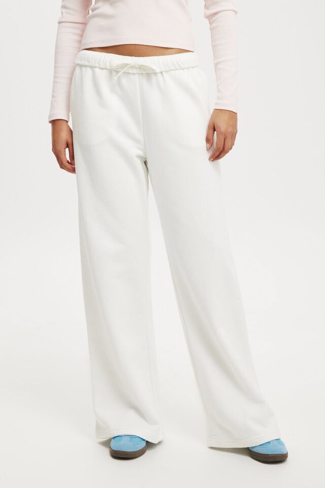 Classic Fleece Wide Leg Sweatpant, WHITE