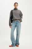 Chloe Funnel Neck Shirt, KYLIE PINSTRIPE GREY - example image 2