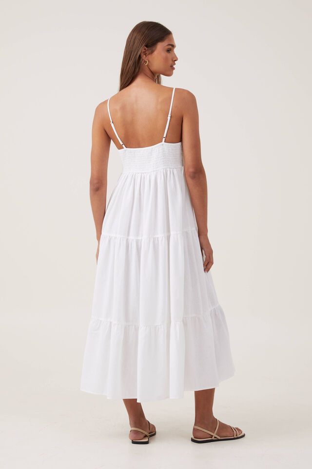 Poppy Tiered Maxi Dress, WHITE