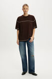 Boxy Short Sleeve Tee, DARK OAK/VINTAGE WHITE OVERLOCKING - example image 2