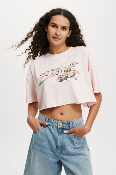 The Oversized Chopped Lcn Tee, LCN FORD BRONCO LIVE FAST LIVE FREE/SOFT PINK