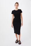 Essential Split Short Sleeve Midi Dress, BLACK - alternate image 1