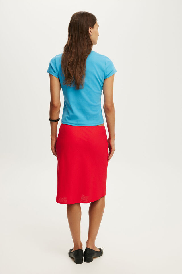 Haven Slip Midi Skirt, RED PETAL